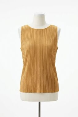 NEW CALVIN KLEIN plisse tank top in gold ice/yellow
